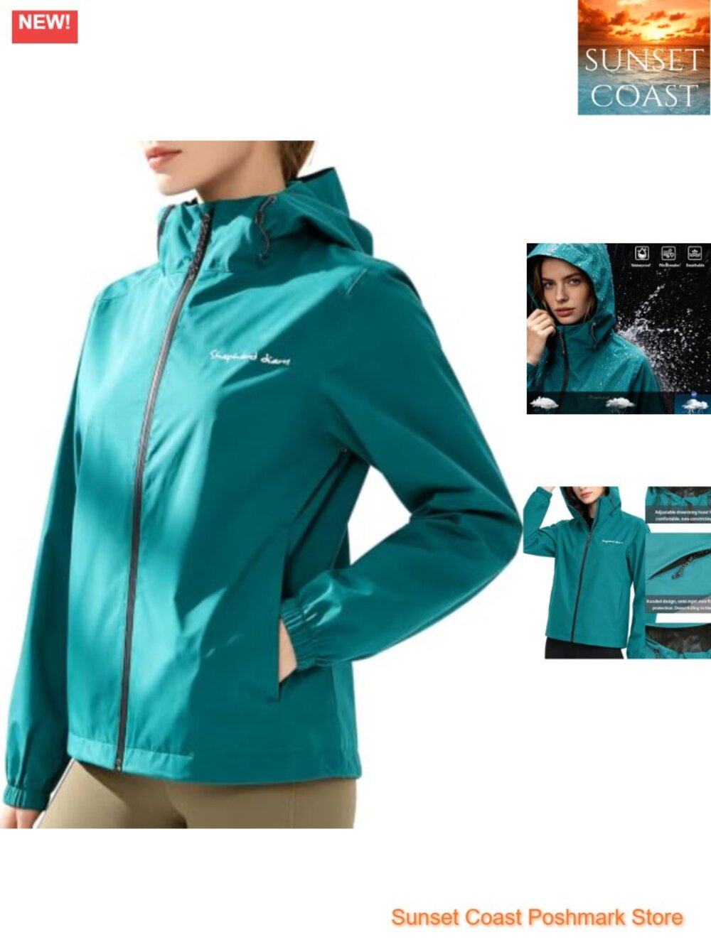 Women's Waterproof Lightweight Hooded Raincoat Windbreaker